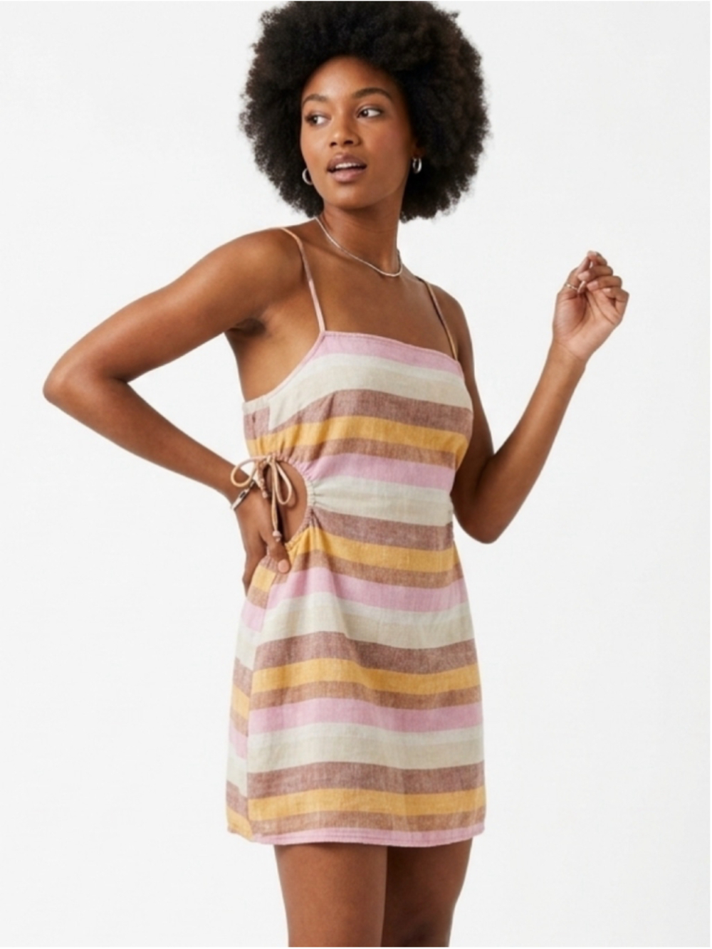 Aerie Love of Linen Women’s Striped Side-Cutout Tie Mini Sundress - Small - 927